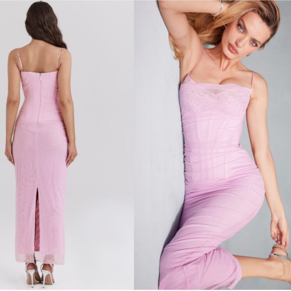 House of CB Pink Lace-Trim Maxi Dress - Picture 3 of 9